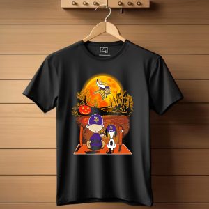 Minnesota Vikings Snoopy And Charlie Brown Halloween Pumpkin Moon T Shirt