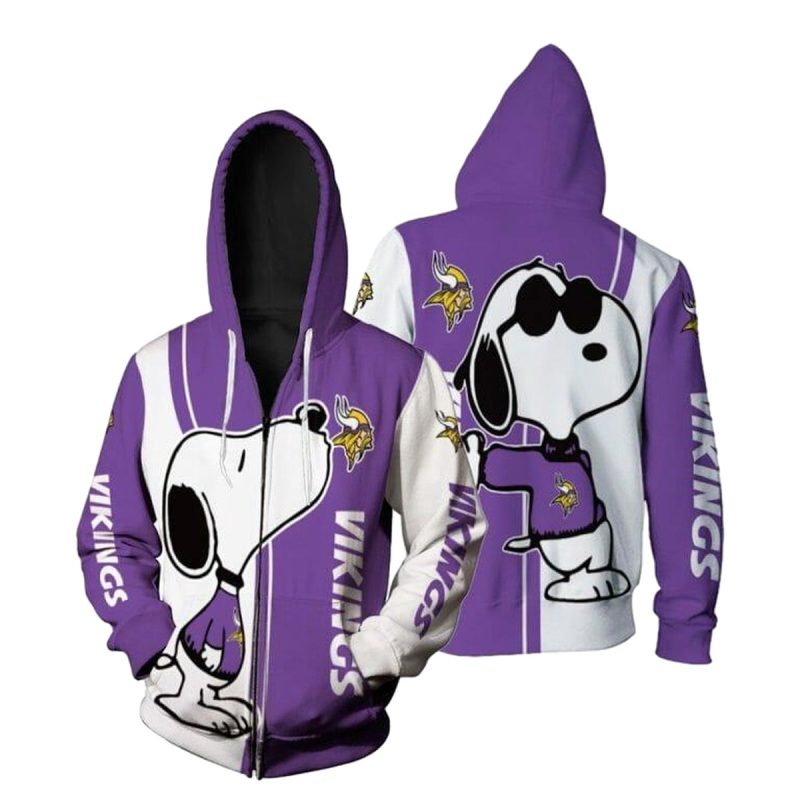 Minnesota Vikings Snoopy Kiss Logo Lover Aop Hoodie 1