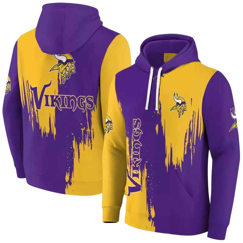 Minnesota Vikings Splatter Effect Yellow Purple Aop Hoodie 1