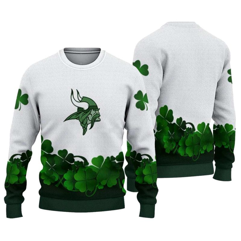 Minnesota Vikings St Patrick White Aop Sweatshirt 1