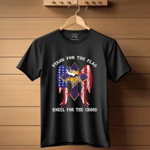 Minnesota Vikings Stand For The Flag, Kneel For The Cross T-Shirt