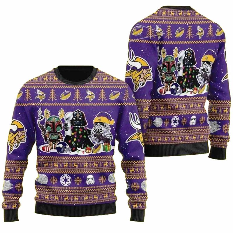 Minnesota Vikings Star Wars Holiday Ugly Sweater 1