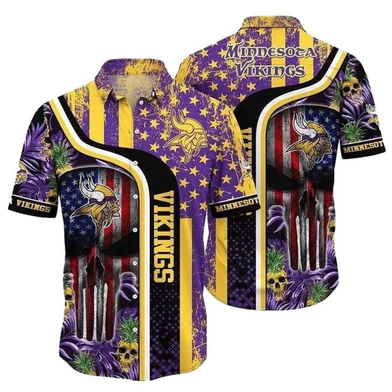 Minnesota Vikings Starry Night And Skull Tropical Hawaiian Shirt 1