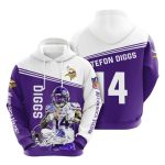 Minnesota Vikings Stefon Diggs 14 Signature Purple White AOP Hoodie