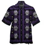 Minnesota Vikings Sugar Skull Pattern Hawaiian Shirt