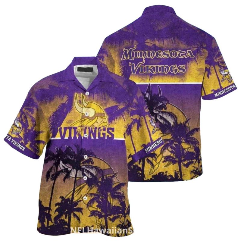 Minnesota Vikings Sunset Palm Trees Vintage Hawaiian Shirt 1