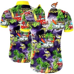 Minnesota Vikings Surf and Vintage Car Hawaiian Shirt