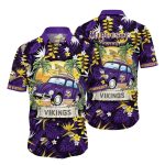 Minnesota Vikings Surfs Up Woody Wagon Tropical Hawaiian Shirt