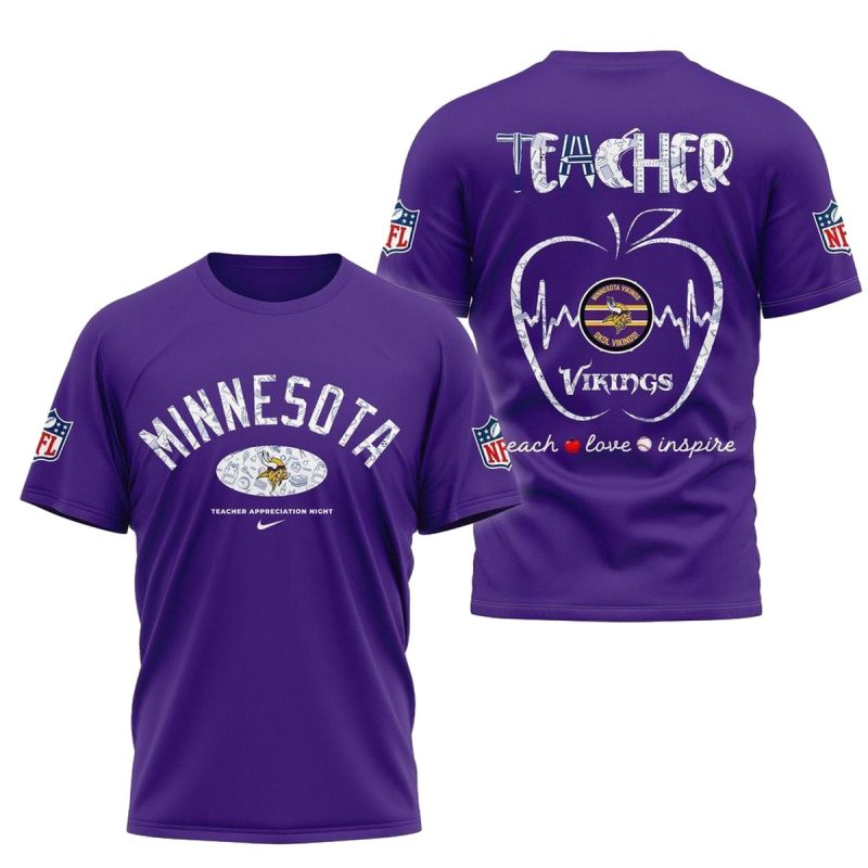 Minnesota Vikings Teacher Appreciation Night Aop T Shirt 1