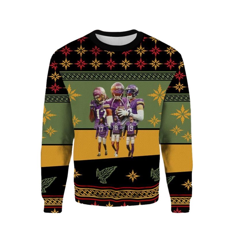 Minnesota Vikings Three Deep Ugly Sweater 1