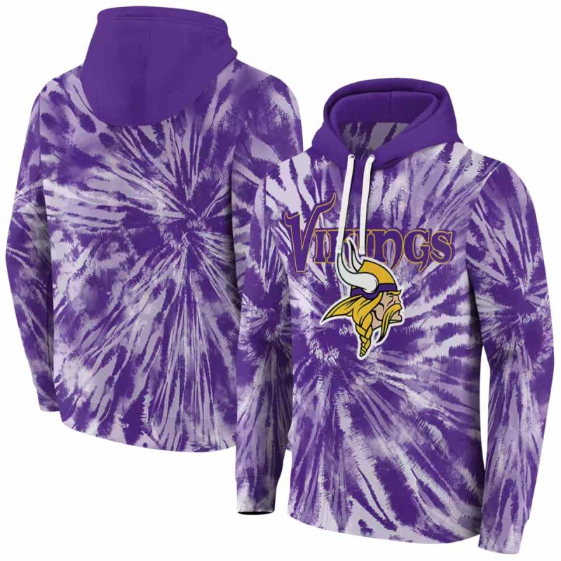 Minnesota Vikings Tie Dye Pattern Purple Aop Hoodie 1