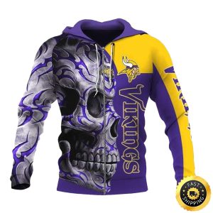 Minnesota Vikings Tribal Skull AOP Hoodie
