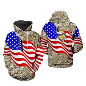 Minnesota Vikings US Flag Camo Veteran Team AOP Hoodie