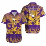 Minnesota Vikings Vibrant Sunset Palm Trees Hawaiian Shirt