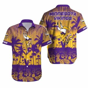Minnesota Vikings Vibrant Sunset Palm Trees Hawaiian Shirt