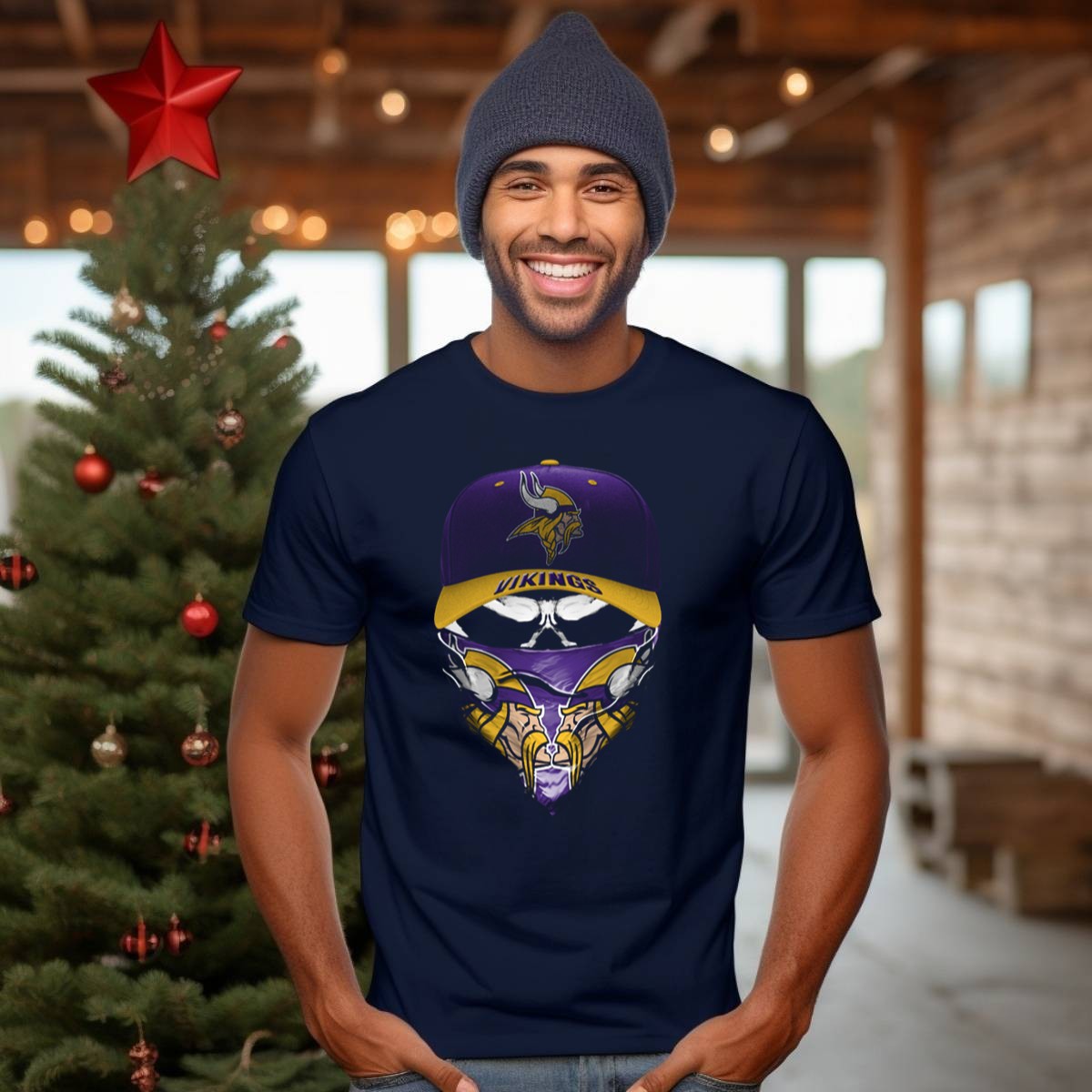 Minnesota-Vikings-Vikings-Purple-Hat-With-Viking-Logo-And-Mask-T-Shirt-1_t-shirt-3_4