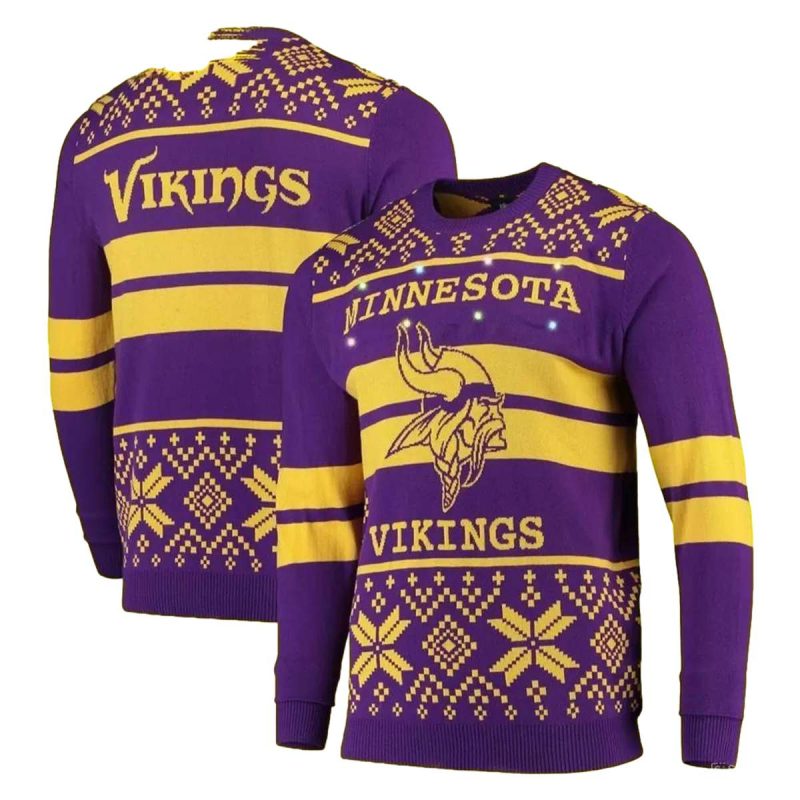 Minnesota Vikings Vintage Stripe Light Ugly Sweater 1