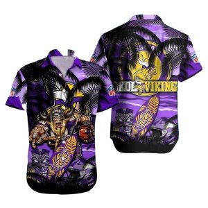 Minnesota Vikings Warrior And Tiki Hawaiian Shirt