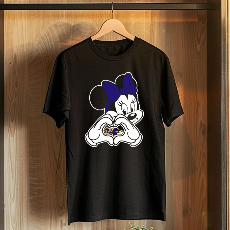 Minnie Mouse Heart Hands Baltimore Ravens T Shirt 1 T Shirt 1