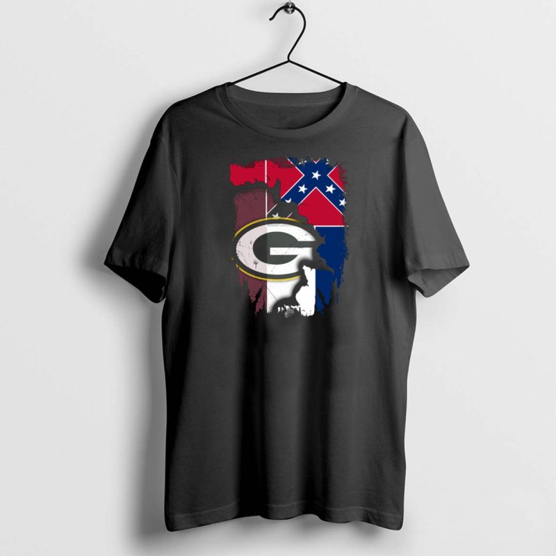 Mississippi Confederate Flag With Green Bay Packers T Shirt 1 1 T Shirt 1 1