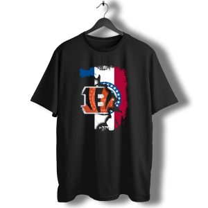 Missouri Flag with Cincinnati Bengals Logo Fusion T-Shirt