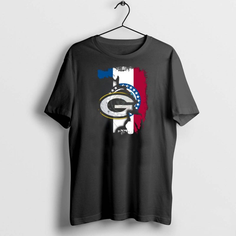Missouri Flag With Green Bay Packers Logo Fusion T Shirt 1 1 T Shirt 1 1