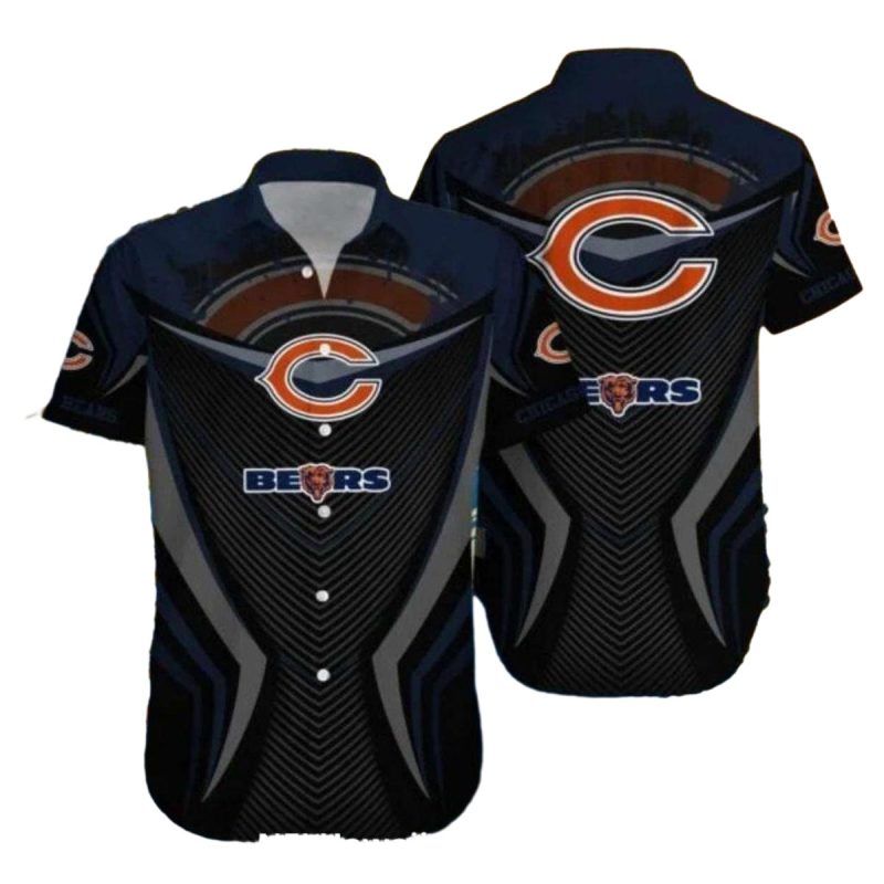 Modern Black And Blue Chicago Bears Hawaiian Shirt For Game Day 1