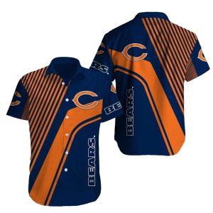 Modern Stripe Chicago Bears Hawaiian Shirt In Blue And Orange