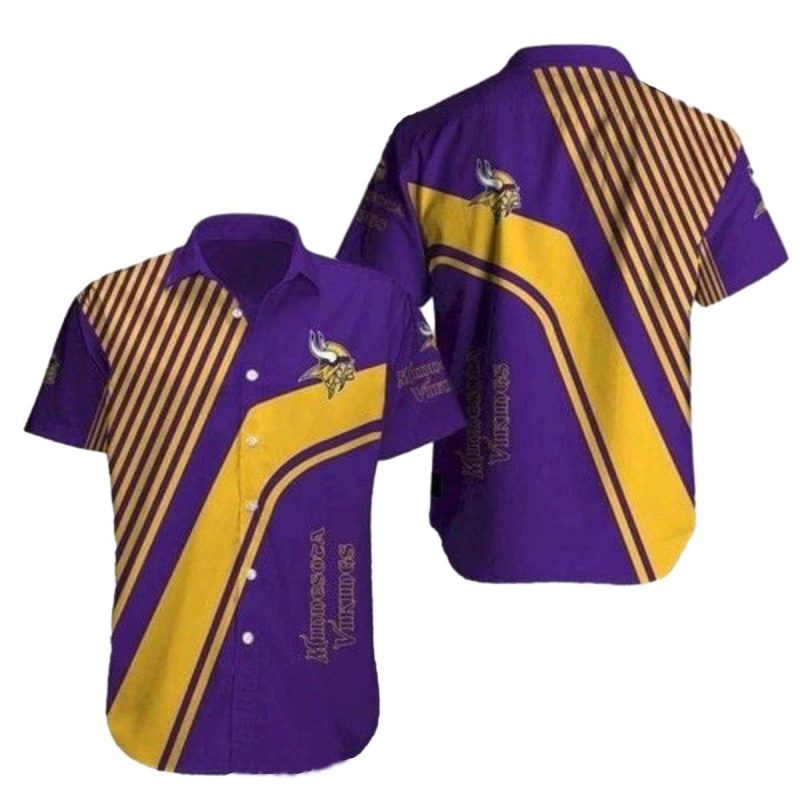 Modern Striped Purple Gold Minnesota Vikings Hawaiian Shirt 1