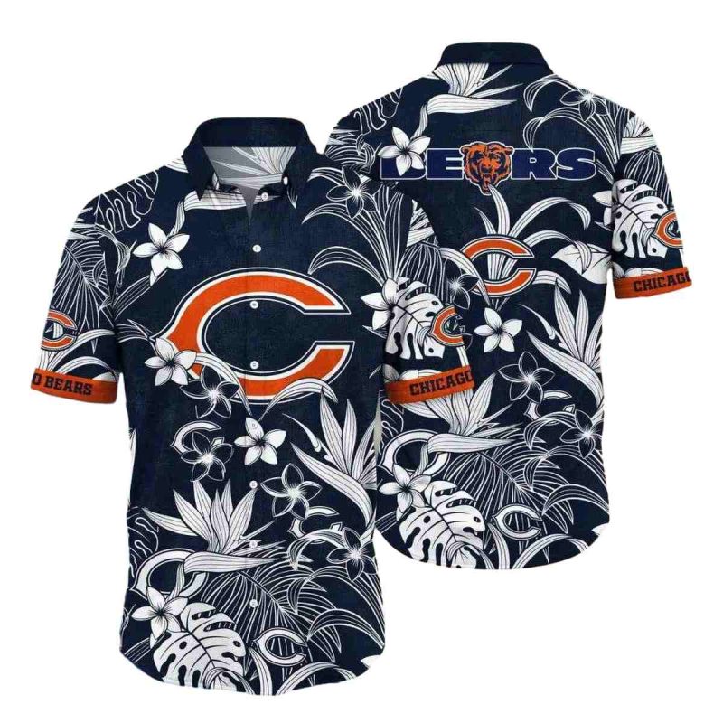Monochrome Botanic Chicago Bears Hawaiian Shirt 1