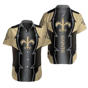 Monochrome Fleur de Brilliance NFL Saints Hawaiian Shirt With Gold Accents