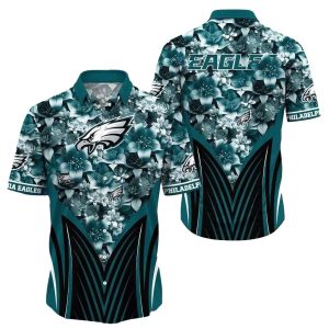 Philadelphia Eagles Monochrome Floral Elegance Hawaiian Shirt
