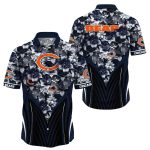 Monochrome Hibiscus Elegance Chicago Bears Hawaiian Shirt