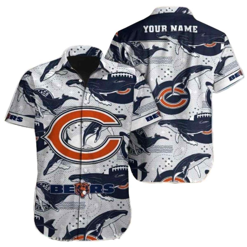 Monochrome Majesty Chicago Bears Hawaiian Shirt Sleek Animal Style 1