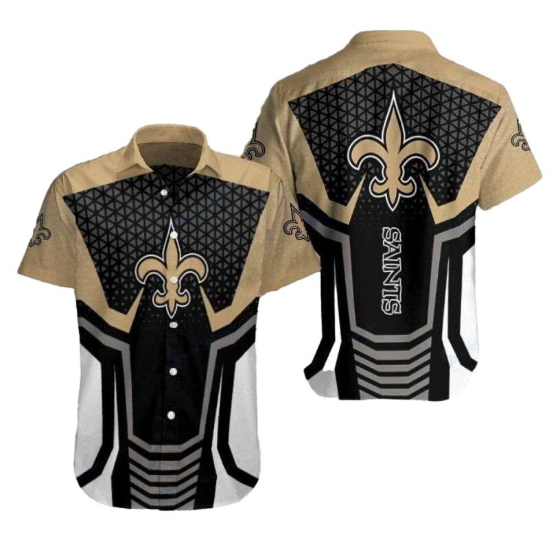 Monochrome Majesty New Orleans Saints Tropical Hawaiian Shirt 1