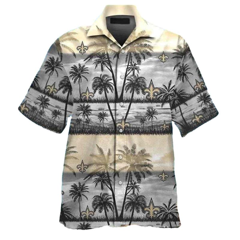 Monochrome Palm Silhouettes Nfl Saints Hawaiian Shirt 1