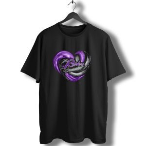 Mount Union Raiders Purple And Black Heart T-Shirt