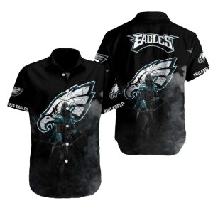 Mystic Eagle Midnight Black Philadelphia Eagles Tropical Hawaiian Shirt