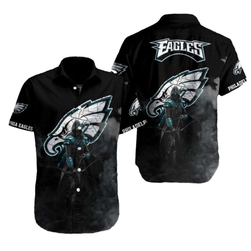 Mystic Eagle Midnight Black Philadelphia Eagles Tropical Hawaiian Shirt 1