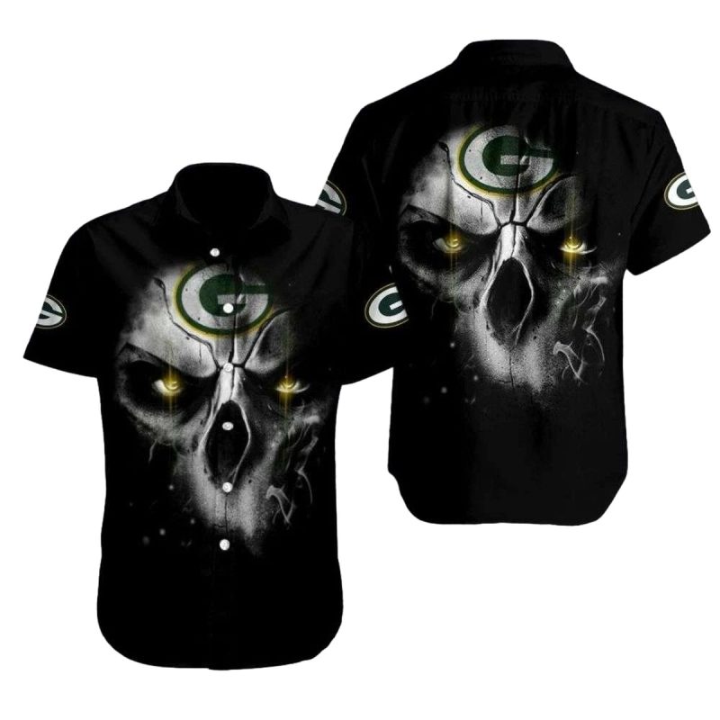 Mystical Skull Green Bay Packers Dark Black Hawaiian Shirt 1