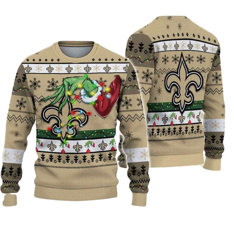 Nfl New Orleans Saints Grinchs Hand Ugly Christmas Sweater 1