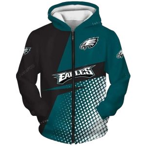 Philadelphia Eagles Halftone Black And Dark Green All Over Print Hoodie