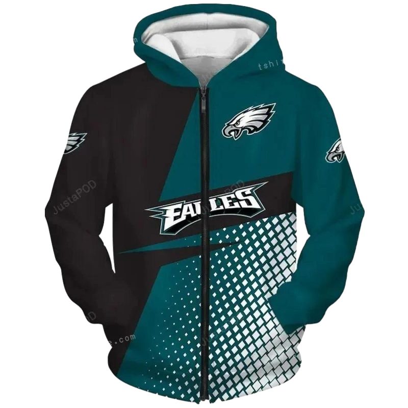 Nfl Philadelphia Eagles 3D Zip Up Hoodie And 3D Hoodie Philadelphia Eagles 3D Shirt For Fans 1