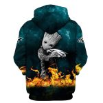 Philadelphia Eagles Baby Groot Flame All Over Print Hoodie