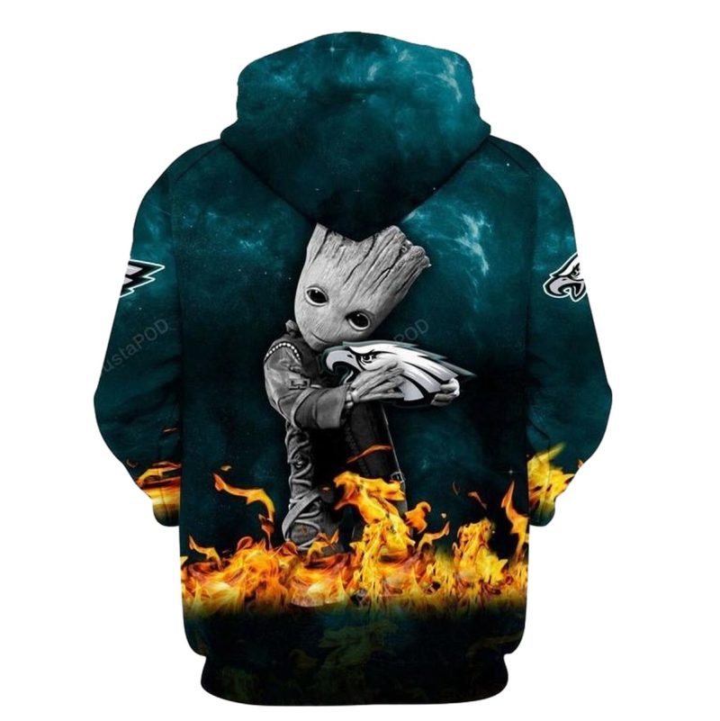 Nfl Philadelphia Eagles Baby Groot 3D All Over Print Zip Up Hoodie Option 1 768X768 1
