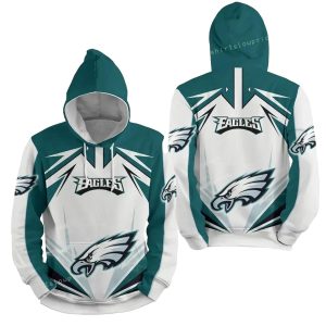 Philadelphia Eagles Lighting White And Dark Green All Over Print Hoodie