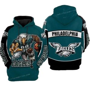 Philadelphia Eagles Mascot Running All Over Print Hoodie