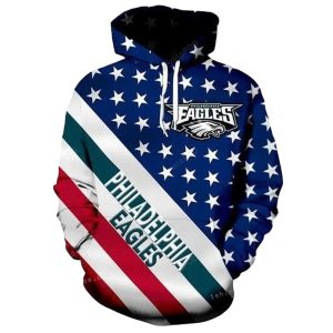 Philadelphia Eagles Patriotic Stars And Stripes All Over Print Hoodie