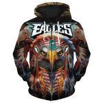 Philadelphia Eagles Patriotic Tribal Eagle Portriat Graphic All Over Print Hoodie
