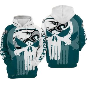 Philadelphia Eagles Punisher Blue All Over Print Hoodie
